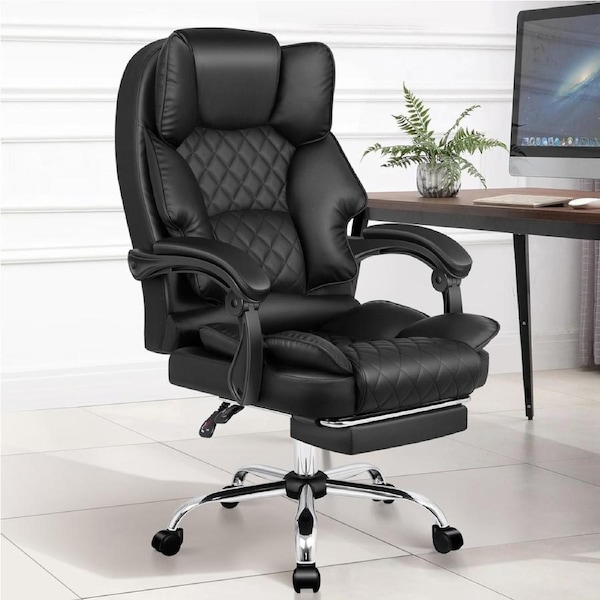 1 ALFORDSON Office Chair Gaming Executive Computer Racer PU Leather Seat Recliner Black