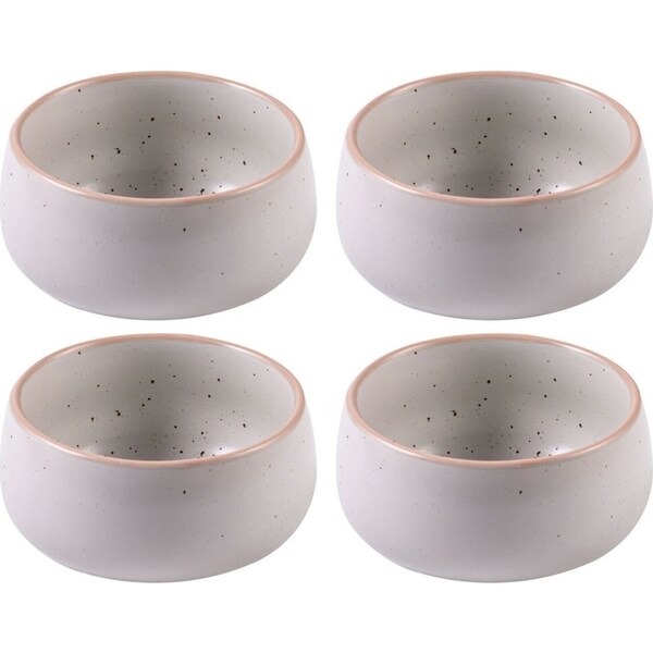 4x Ladelle Nestle Dip Snacks/Sauce/Tapas 11x5.5cm Round Stoneware Bowl Dish WHT