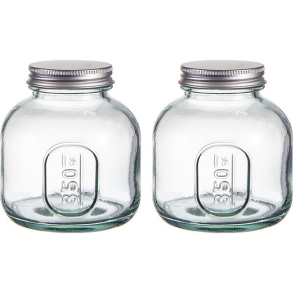 2x Ladelle Eco Recycled Rustico Glass 350ml Storage Jar Container w/Lid CLR