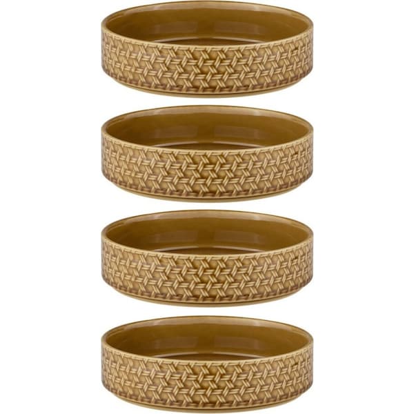 4x Ladelle Heath Caramel Nibble 15cm Round Porcelain Serving/Mix Bowl Salad Dish