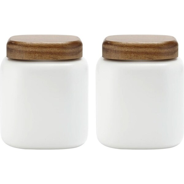 2x Ladelle Essentials 750ml Canister Porcelain Organiser Container w/Lid WHT