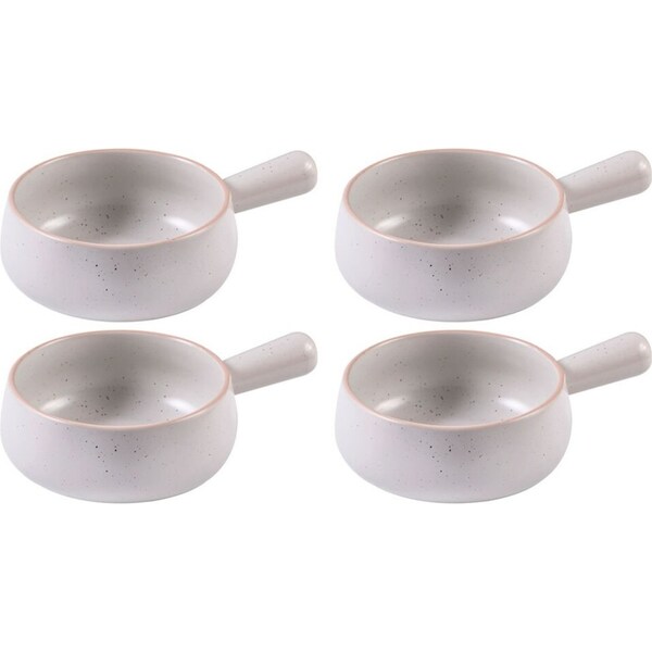 4x Ladelle Nestle Noodle/Soup/Pasta 22.8cm Round Stoneware Bowl Dinner Dish WHT