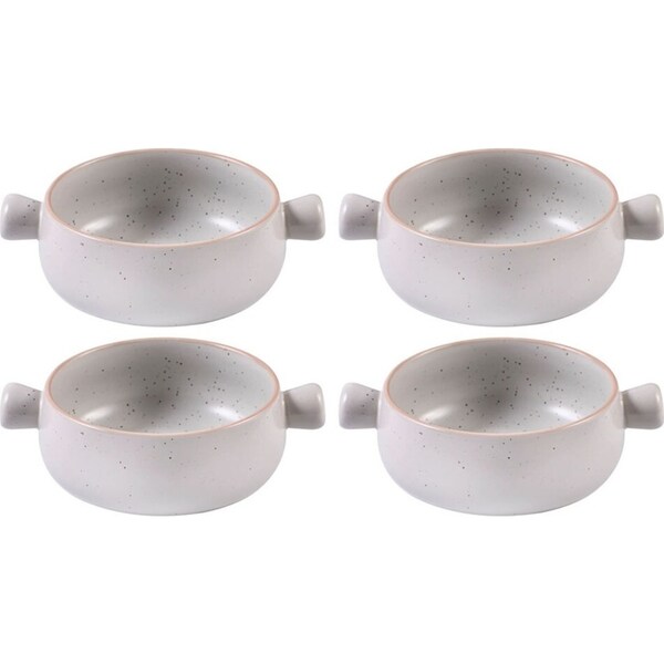 4x Ladelle Nestle Gratin Soup/Pasta 20.4cm Round Stoneware Bowl Dinner Dish WHT