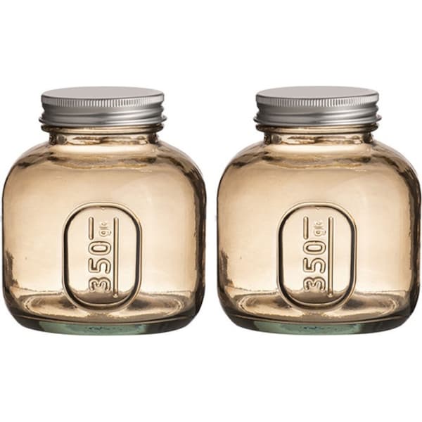 2x Ladelle Eco Recycled Rustico Glass 350ml Storage Jar Container w/Lid SMK