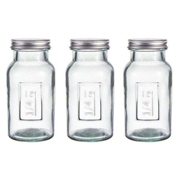 3x Ladelle Eco Recycled Rustico 250ml Storage Glass Bottle Container w/Lid Clear