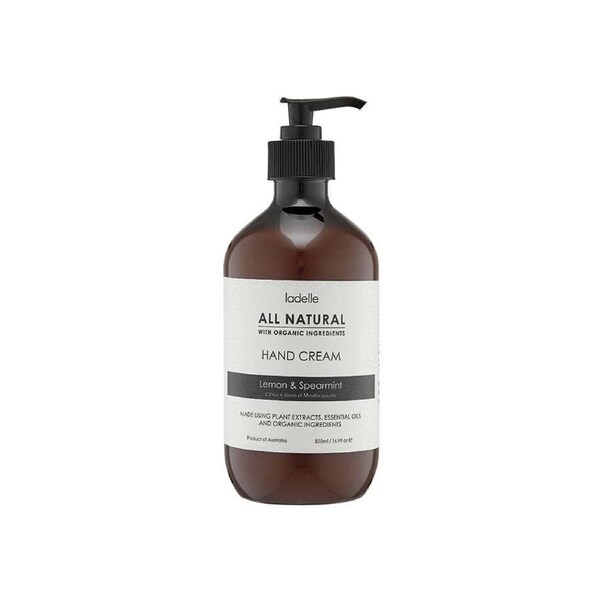 Ladelle All Natural Plant Based Lemon/Spearmint Scent Fragrance 500ml Hand Cream