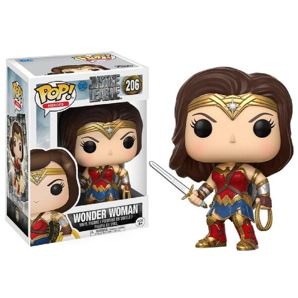 Pop! Funko 10cm Vinyl JL Movie Wonder Woman #206 Figurine Collectable Toy 3y+
