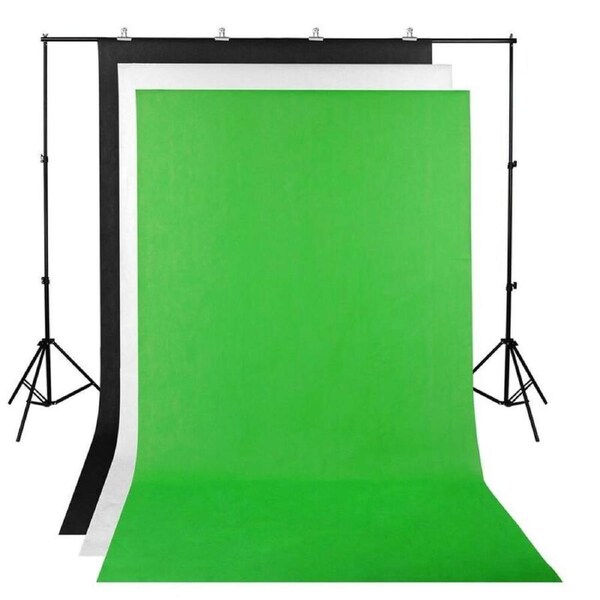3 Backdrop 2x2m Stand Black White Green Photography Screen Muslin Background Kit