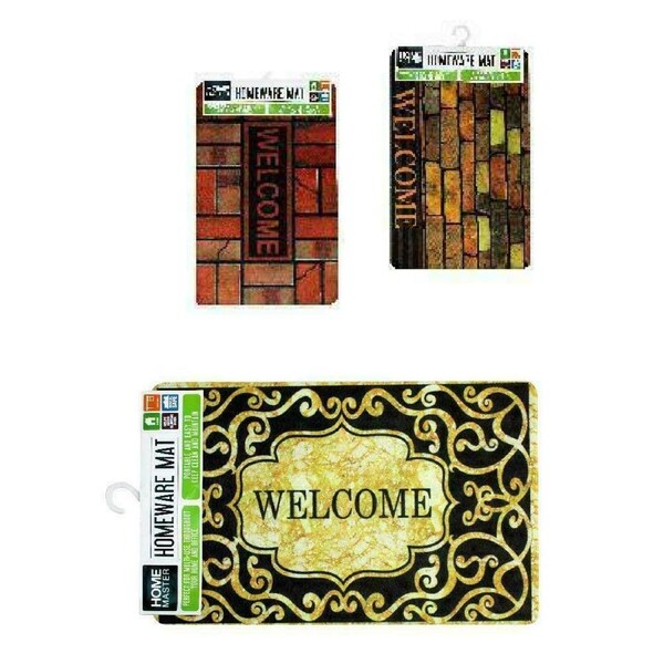 Welcome Mat Rubber Back Random Colors 38cm x 58cm Durable