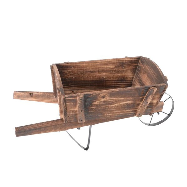 Wheelbarrow Antique Garden Decor Wooden Planter Outdoor Vintage Wood Timber