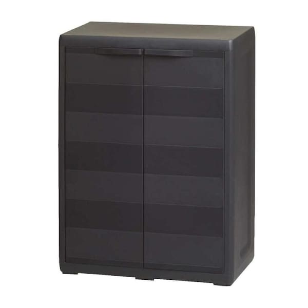 Outdoor Storage Cabinet Cupboard Plastic With Shelf Lockable Garden Organiser