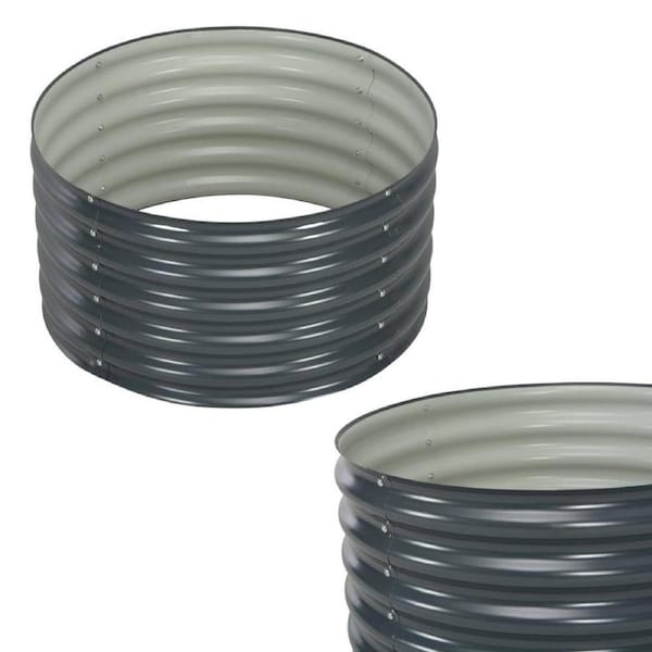 Garden Planter Round Galvanised Steel Decorative Outdoor Plant Pot Flower Bed