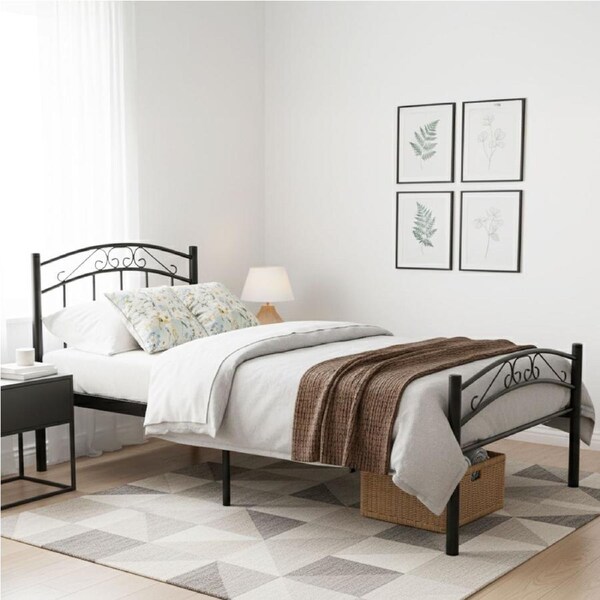 Cleveland Single Metal Bedframe Vintage Style Sturdy Durable Easy Assembly Black