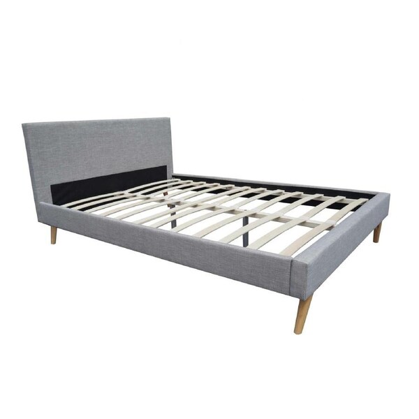 Nicola Queen Fabric Bed Frame Contemporary Design Durable Support Light Grey