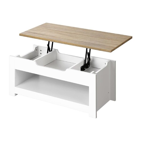 Oikiture Coffee Table Lift Up Top Modern Tables Hidden Storage Shelf Display