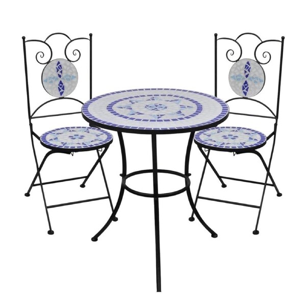 Outdoor Mosaic Bistro Setting Table And Chairs Set Balcony Garden Furniture 3pcs
