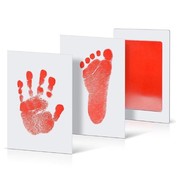 4pcs Inkless Baby print kit Newborn Footprint Handprint Gift Red