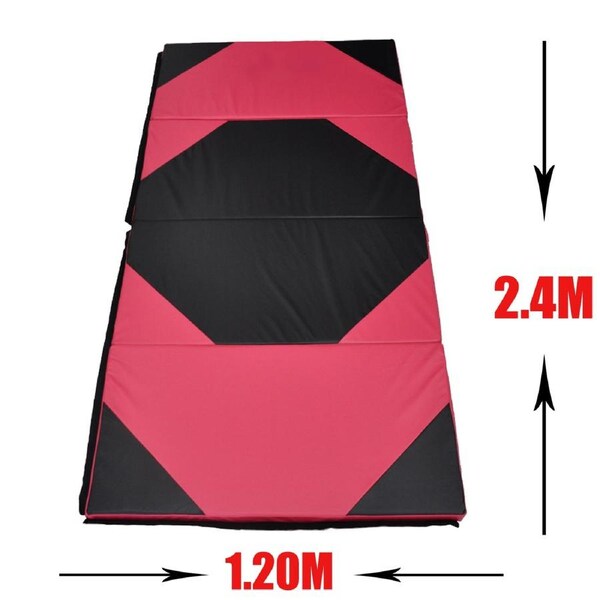 Large 240cm X 120cm X 5cm Gymnastics Folding Gym Exercise Yoga Mat - Red/Black