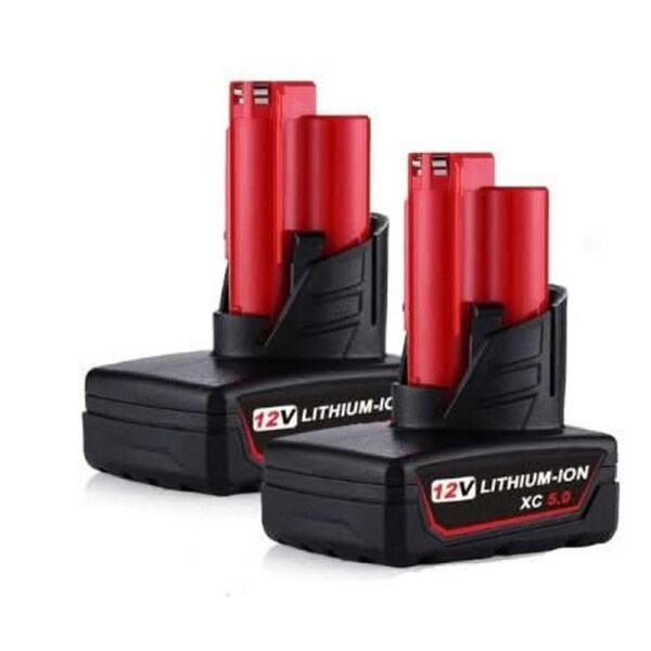 [2 Pack] Milwaukee M12 12V Compatible Battery - 6.0Ah High Capacity