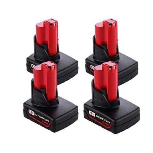 [4 Pack] Milwaukee M12 Compatible 6.0Ah Batteries