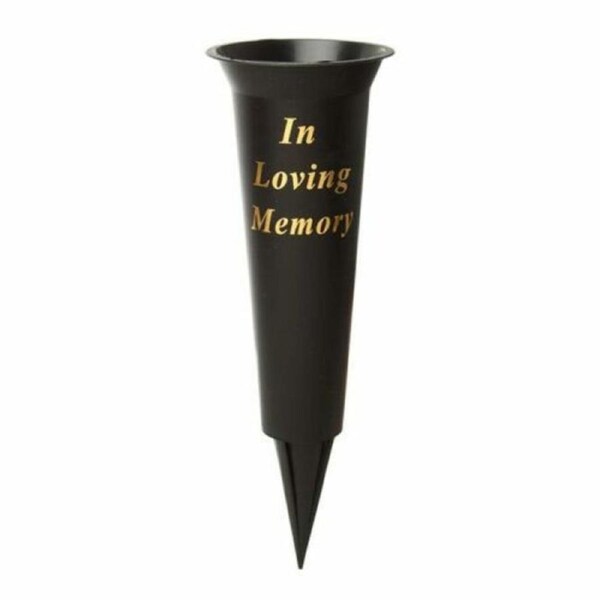 In Loving Memory Cemetery Vase Grave Graveside Memorial Plastic Black Spike