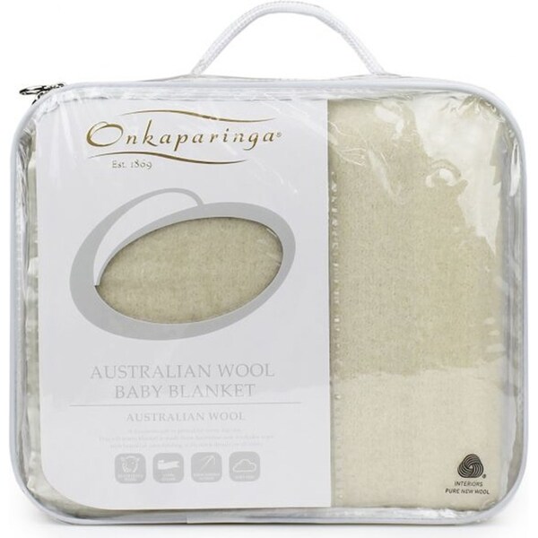 Onkaparinga 120x160cm Baby/Newborn Washable Wool Cot Soft Blanket Cream 420GSM