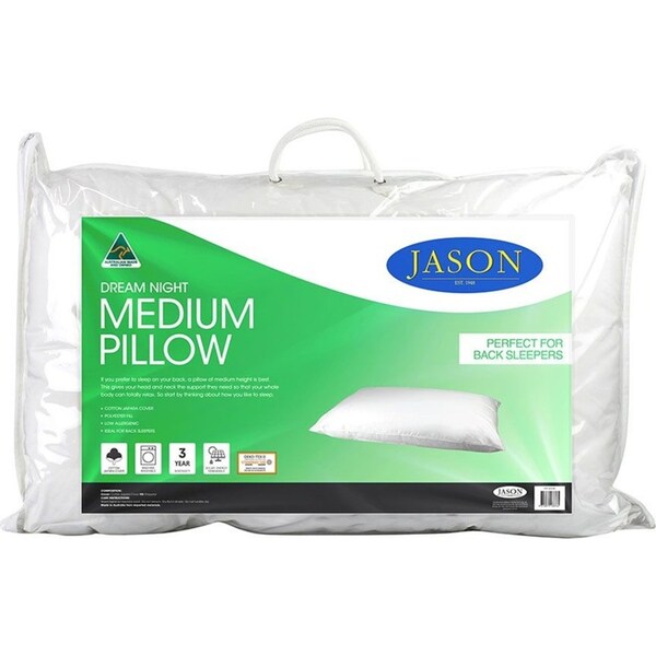Jason Dream Night Medium Pillow Low Allergenic Sleeping Head Neck Support/Rest