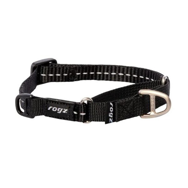 Small Black Dog Webbed Control Collar by Rogz 24cm to 36cm