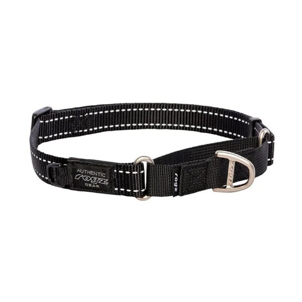 Large Black Dog Webbed Control Collar by Rogz 37cm to 56cm