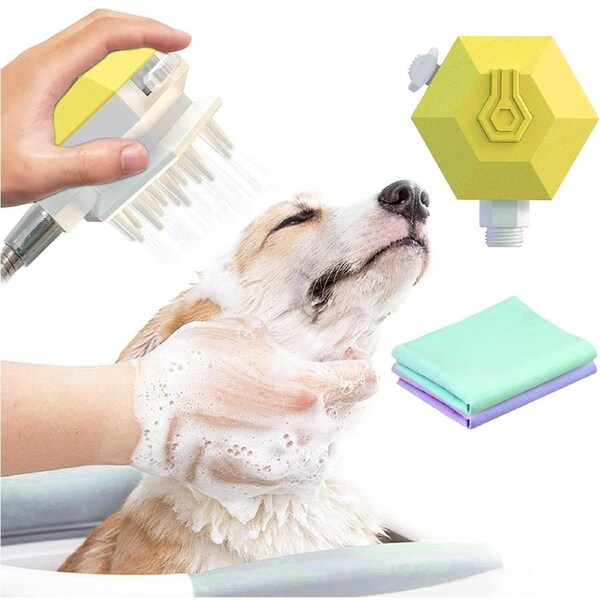 3 In1 Pet Cat Dog Shower Sprayer Bath Brush Comb