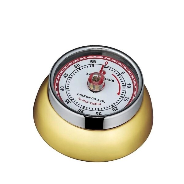 Zassenhaus Speed Kitchen Timer w/Magnet Enameled Steel, Brass-Coloured