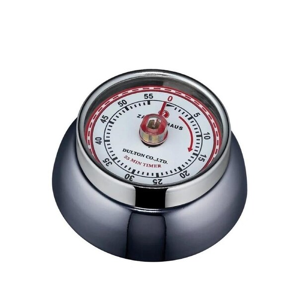 Zassenhaus Speed Kitchen Timer w/Magnet Enameled Steel, Carbon-Coloured