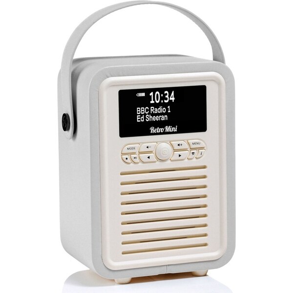 VQ Retro Mini DAB+ Digital FM Portable Radio/Bluetooth Speaker Light Grey Audio