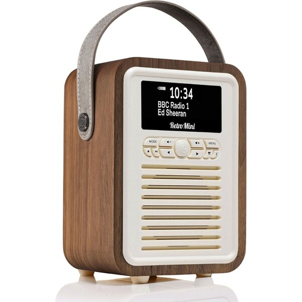 VQ Retro Mini DAB+ Digital FM Portable Radio/Bluetooth Speaker Walnut Audio