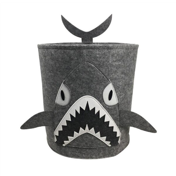 Felt Basket Shark Design Storage Basket Toy Storage Organiser Collapsible Felt Laundry Hamper for Kids Toys Baby Laundry Home Decor