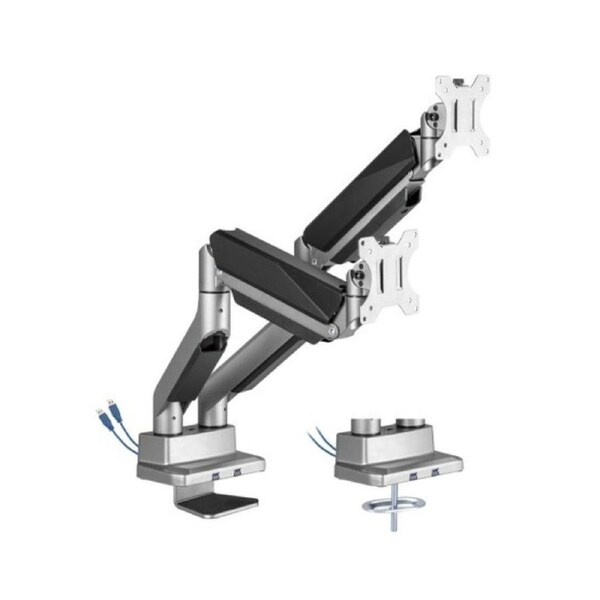 Brateck Dual Monitor Economy Heavy-Duty Gas Spring Monitor Arm with USD 3.0 Ports - 17-35"