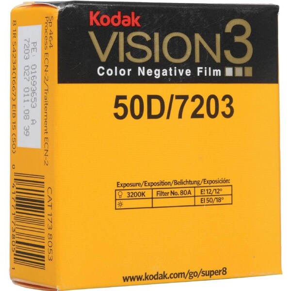 Kodak VISION3 50D Color Negative Film No 7203 (Super 8, 50' Roll)