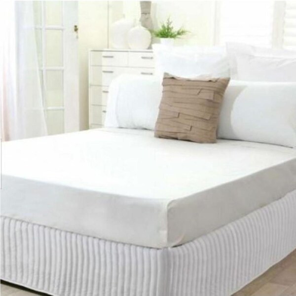 King Single White Quilted Bed Valance