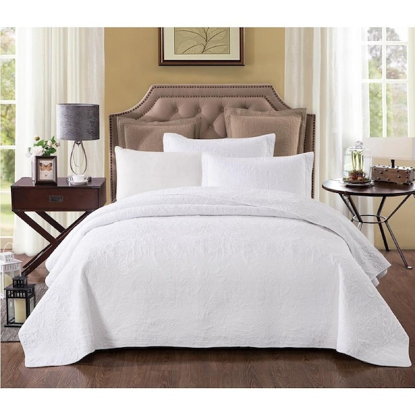 King Single Pure White Coverlet Set