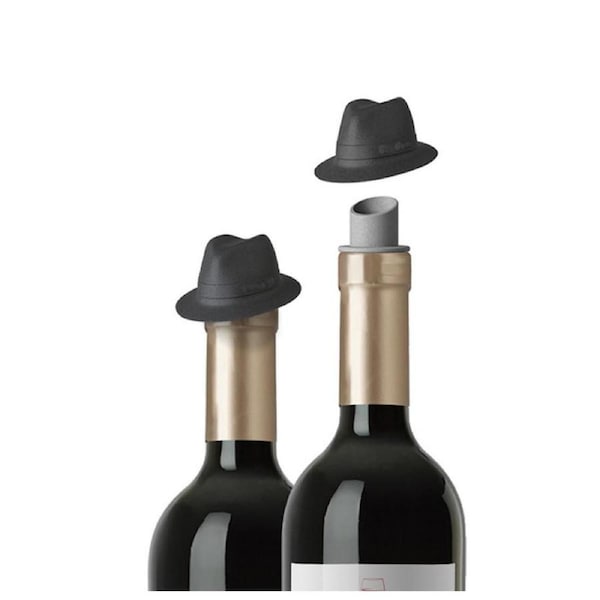 2X Silicone Wine Bottle Stopper Pourer Wine Cork Plug Jackson Black Top Hat Cowboy Hat Barware Bar Tools Fun Cute Gadget