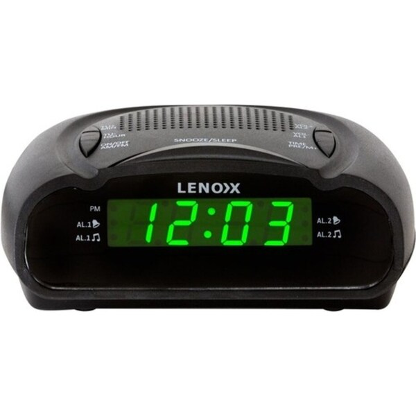 Lenoxx AM/FM Alarm Clock & Radio w/ Green LED Time Numbering