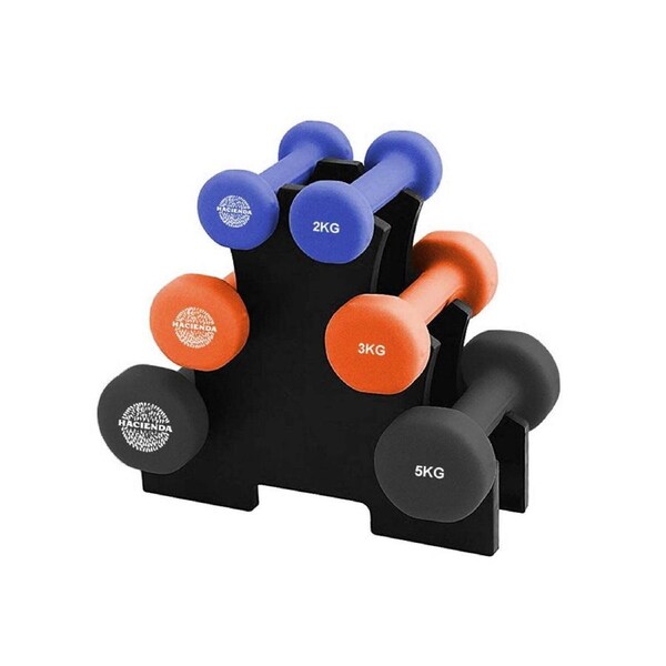 Hacienda 7pc 2/3/5kg 20Kg Total Weighted Dumbbell Gym Set for Exercise w/Rack