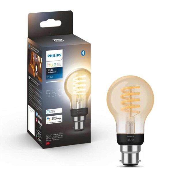 Philips Hue 11cm Smart Light LED Bulb Globe Filament A60 B22 w/ Bluetooth White