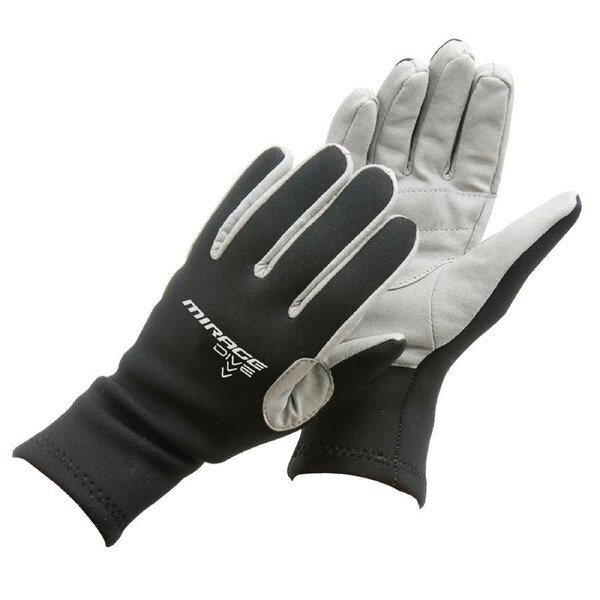 Mirage Explorer 26.5cm Large Neoprene Dive Gloves/Amara Palm Swimming Black/Grey