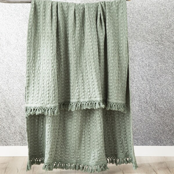 Renee Taylor Alysian 130x200cm Cotton Throw Blanket Home Bedding Textured Jade