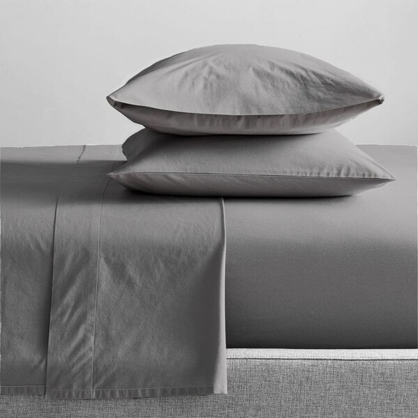 Renee Taylor King Single Bed Sheet Set 300TC Organic Cotton Bedding Steel Grey
