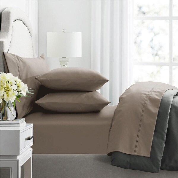 Renee Taylor King Bed Sheet Premium 1000TC Egyptian Cotton Home Bedding Pewter
