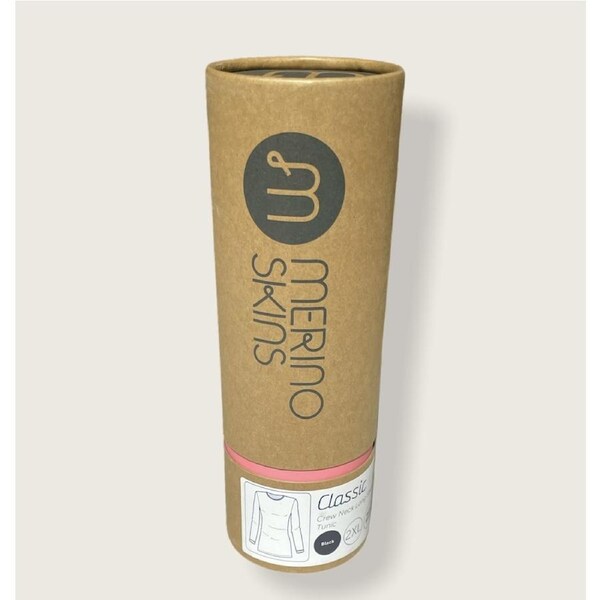 Merino Skins Womens Classic Crew Neck Long Sleeve Tunic Black 2XL