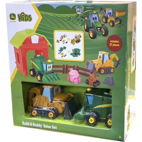 27pc John Deere Kids Build-A-Buddy 15cm Tractor/Backhoe Play Toy Value Set 3+