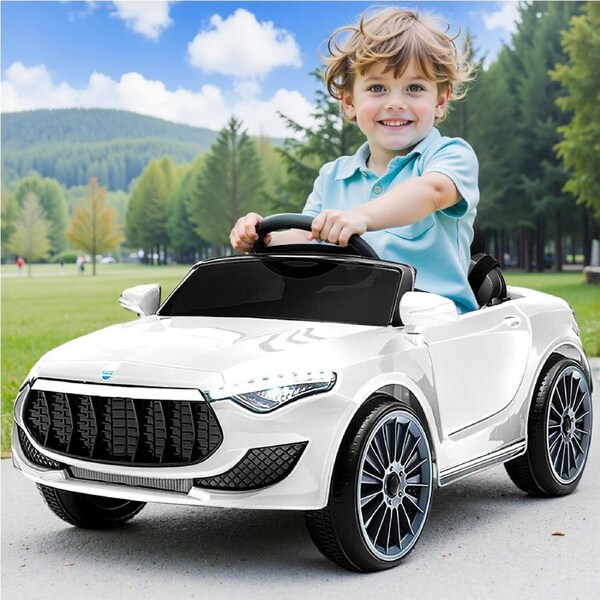 Rigo Kids Electric Ride On Car Cars Horn Music Remote Control 12V White